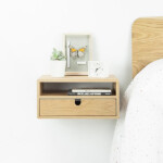 Mounted shelf with drawer bedside
