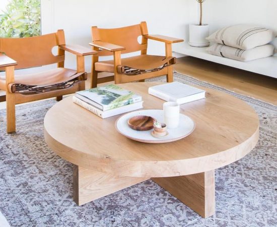 Natural Wood Round Center Table, Center Round Table