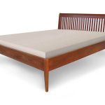 Natural wood Slat headboard bed