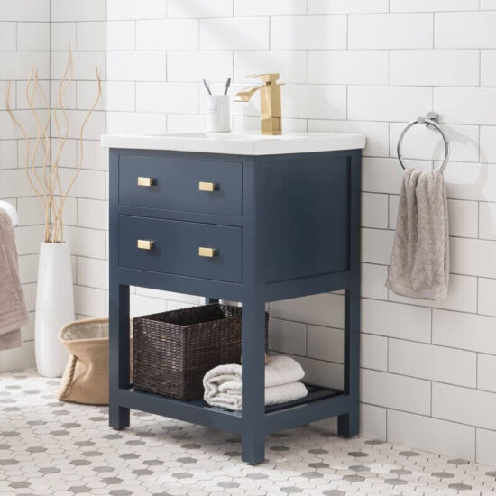 Bathroom vanity with 2 drawers and lower shelf - Radwell Designs