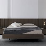 Bed with 2 bedsides and slatted headboard