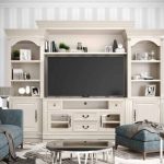 Antique finish TV wall unit