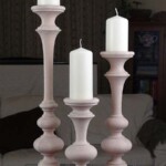 Set of 3 wooden candle holders