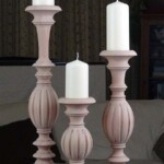 Set of 3 wooden candle holders