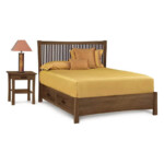 Modern slat bed with 2 nightstands