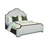 Wood-framed upholstered bed