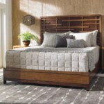Asian fretwork headboard bed