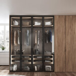 Glass and wooden doors modern wardrobe