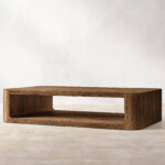 Beech rectangular curved edge coffee table