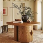 Solid wood rounded dining table 150cm