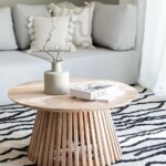 Round Wood Coffee Table with stats base